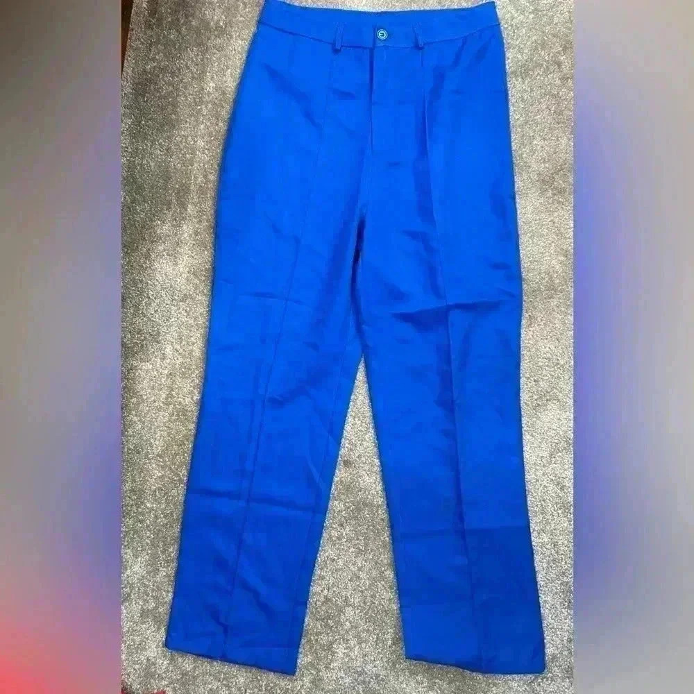 NWOT Slim-Fit Stylish Solid Color Slim Pleated Stretch Straight Leg Pants - Picture 10 of 11